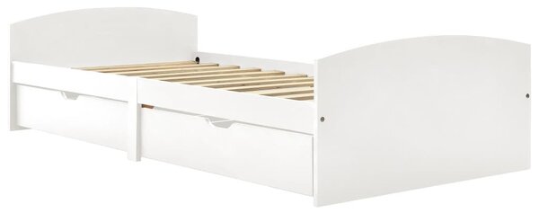 Okvir kreveta s 2 ladice bijeli od masivne borovine 90 x 200 cm - Bijela / N/A