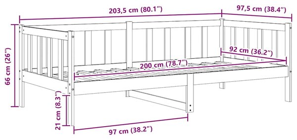 Dnevni ležaj od masivne borovine smeđa boja meda 90 x 200 cm - Smeđa / 90 x 200 cm