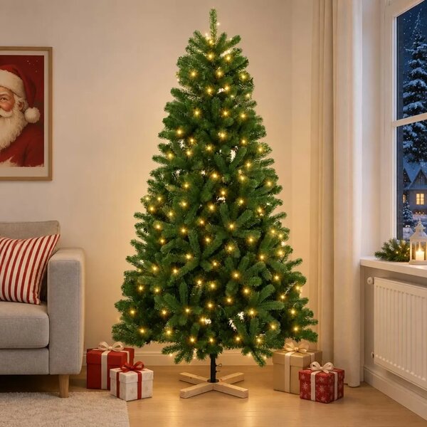 Umjetno božićno drvce 120 cm 150 LED lampica Topla bijela PVC - 120 cm s LED svjetlima
