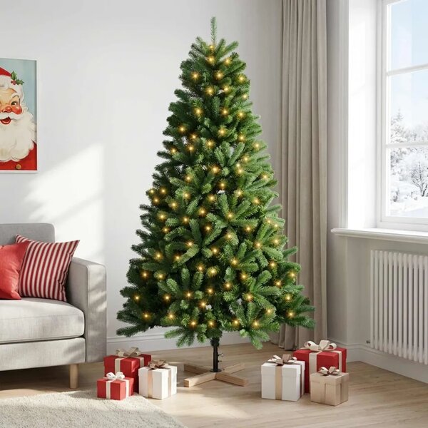 Umjetno božićno drvce 120 cm 150 LED lampica Topla bijela PVC - 120 cm s LED svjetlima