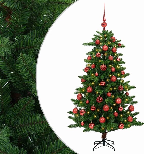 Umjetno božićno drvce s kuglicama 120 cm 150 LED lampica - 120 cm s LED-ima i crvenim lopticama