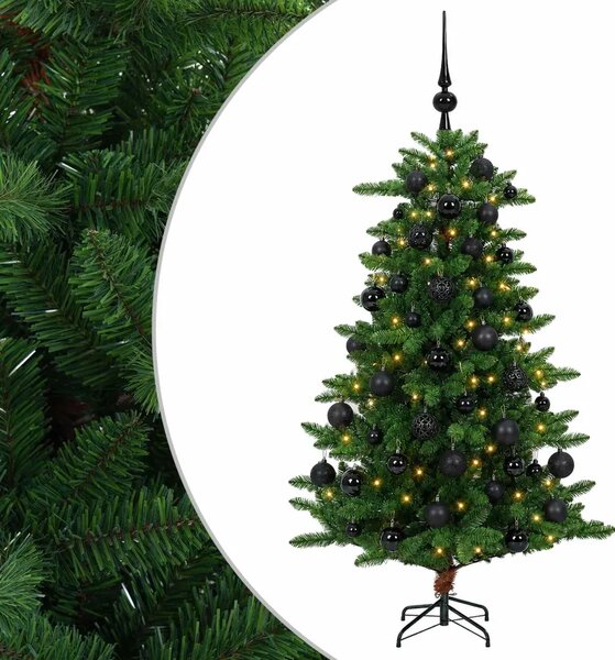 Umjetno božićno drvce s kuglicama 120 cm 150 LED lampica - 120 cm s LED-ima i crnim lopticama
