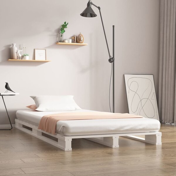 Krevet od paleta bijeli 75x190 cm od masivne borovine mali - Bijela / 75 x 190 cm