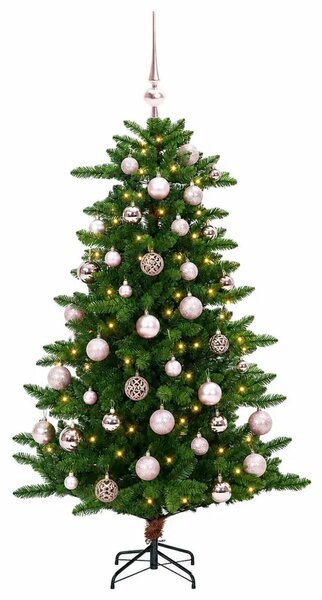 Umjetno božićno drvce s kuglicama 120 cm 150 LED lampica - 120 cm s LED-ima i ružičastim lopticama