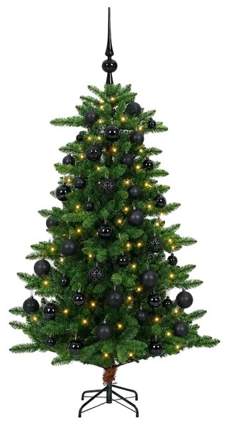 Umjetno božićno drvce s kuglicama 120 cm 150 LED lampica - 120 cm s LED-ima i crnim lopticama