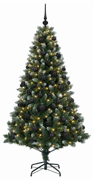 Umjetno božićno drvce s kuglicama 180 cm 300 LED lampica - 180 cm s LED-ima i crnim lopticama