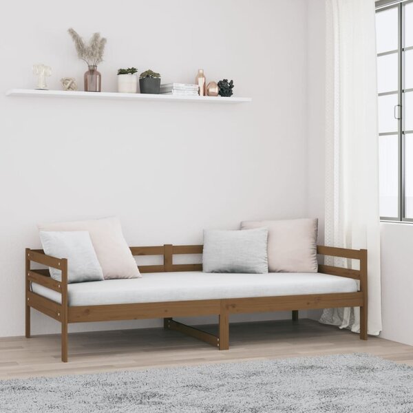 Dnevni ležaj smeđa boja meda 90 x 190 cm od masivne borovine - Smeđa / 90 x 190 cm