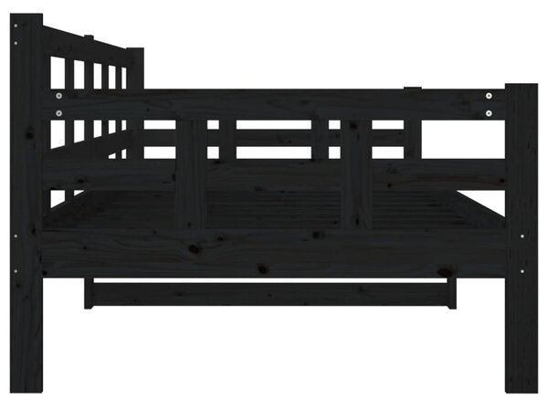 Dnevni ležaj od masivne borovine crni 90 x 200 cm - Crna / 90 x 200 cm