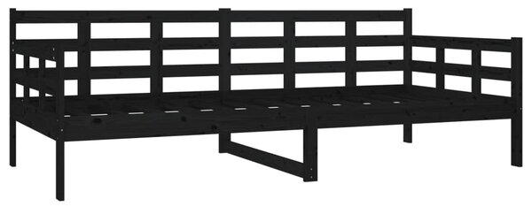 Dnevni ležaj od masivne borovine crni 90 x 200 cm - Crna / 90 x 200 cm