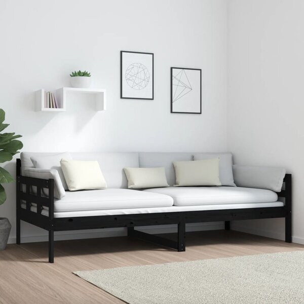 Dnevni ležaj od masivne borovine crni 90 x 200 cm - Crna / 90 x 200 cm