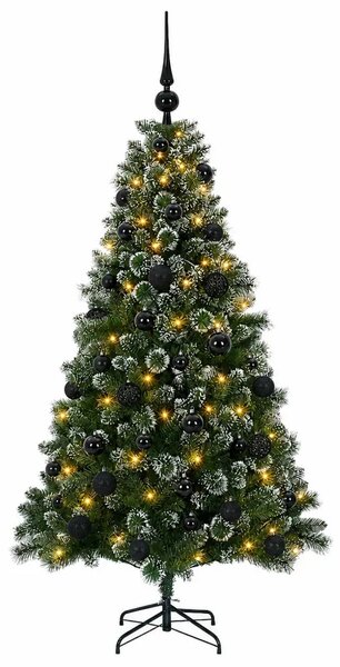Umjetno božićno drvce s kuglicama 120 cm 150 LED lampica - 120 cm s LED-ima i crnim lopticama