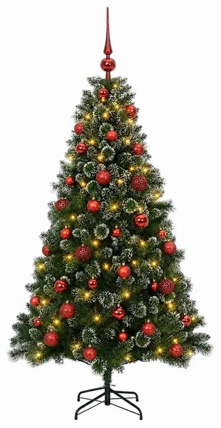 Umjetno božićno drvce s kuglicama 120 cm 150 LED lampica - 120 cm s LED-ima i crvenim lopticama