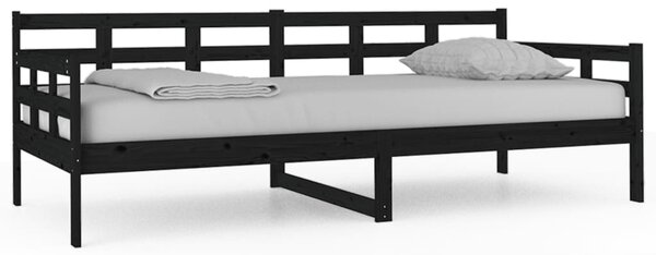 Dnevni ležaj od masivne borovine crni 90 x 200 cm - Crna / 90 x 200 cm