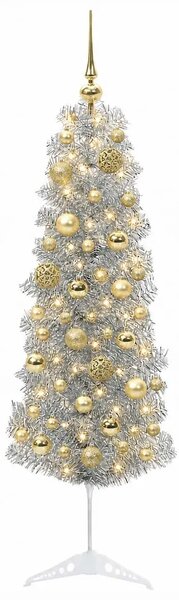 Umjetno usko božićno drvce s kuglicom 150 cm 150 LED lampica - 150 cm s LED-ima i zlatnim/bronzanim kuglicama