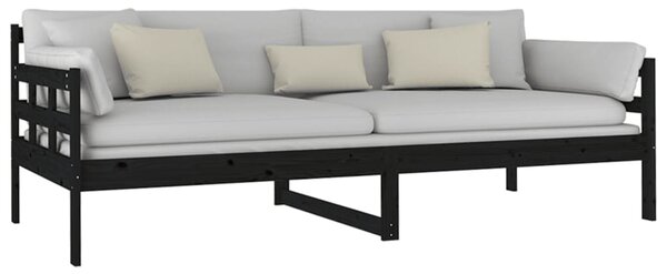 Dnevni ležaj od masivne borovine crni 90 x 200 cm - Crna / 90 x 200 cm