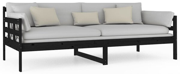 Dnevni ležaj od masivne borovine crni 90 x 200 cm - Crna / 90 x 200 cm