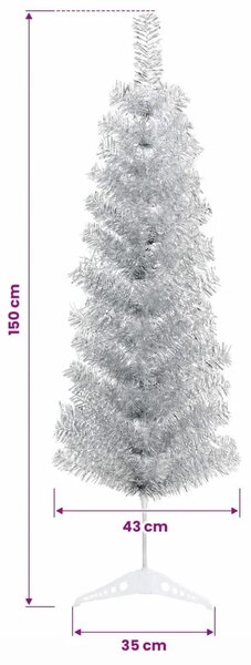 Umjetno usko božićno drvce s kuglicom 150 cm 150 LED lampica - 150 cm s LED-ima i crnim lopticama