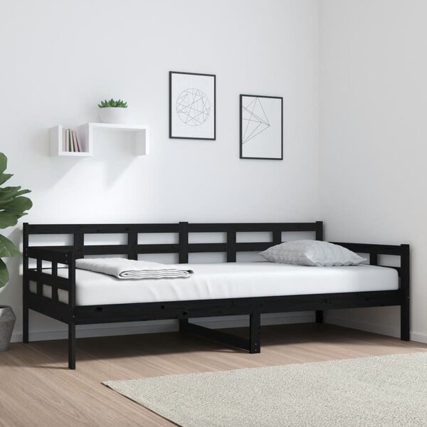 Dnevni ležaj od masivne borovine crni 90 x 200 cm - Crna / 90 x 200 cm