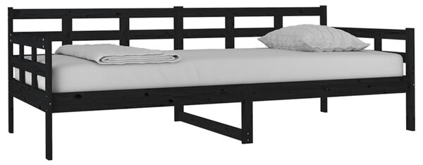 Dnevni ležaj od masivne borovine crni 90 x 200 cm - Crna / 90 x 200 cm