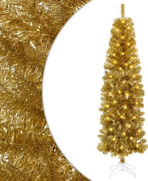 Umjetno usko božićno drvce s kuglicama 180 cm 300 LED lampica - 180 cm s LED-ima i ružičastim lopticama