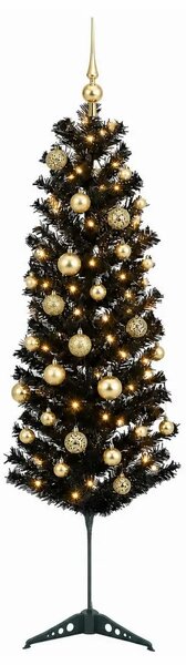 Umjetno usko božićno drvce s kuglicom 150 cm 150 LED lampica - 150 cm s LED-ima i zlatnim/bronzanim kuglicama