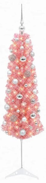 Umjetno usko božićno drvce s kuglicom 120 cm 150 LED lampica - 120 cm s LED-ima i srebrnim lopticama