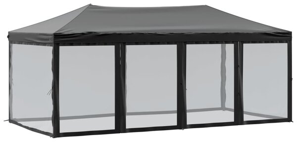 Sklopivi šator za zabave s bočnim zidovima 3 x 6 m crni - Crna / 3 x 6 m