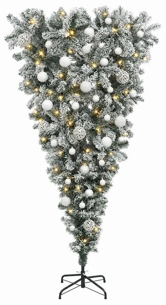 Obrnuto umjetno božićno drvce s granama 150 cm 150 LED lampica - 150 cm s LED žaruljama i bijelim kuglicama
