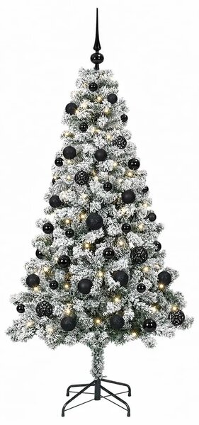 Umjetno božićno drvce s kuglicama 120 cm 150 LED lampica - 120 cm s LED-ima i crnim lopticama