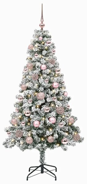 Umjetno božićno drvce s kuglicama 120 cm 150 LED lampica - 120 cm s LED-ima i ružičastim lopticama
