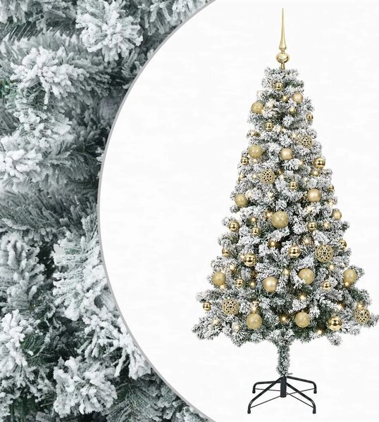 Umjetno božićno drvce s kuglicama 120 cm 150 LED lampica - 120 cm s LED-ima i zlatnim/bronzanim kuglicama