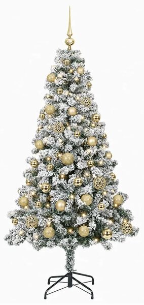 Umjetno božićno drvce s kuglicama 120 cm 150 LED lampica - 120 cm s LED-ima i zlatnim/bronzanim kuglicama