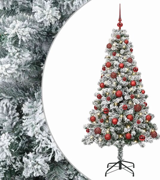 Umjetno božićno drvce s kuglicama 120 cm 150 LED lampica - 120 cm s LED-ima i crvenim lopticama