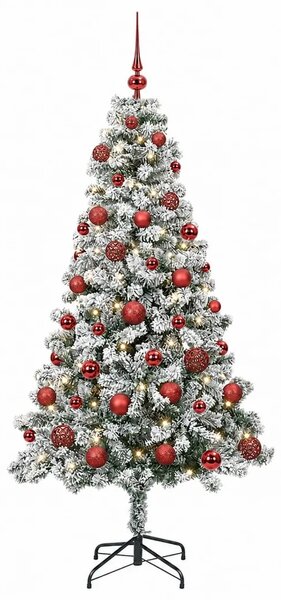 Umjetno božićno drvce s kuglicama 120 cm 150 LED lampica - 120 cm s LED-ima i crvenim lopticama