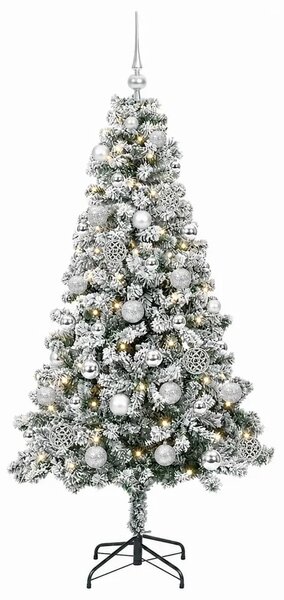 Umjetno božićno drvce s kuglicama 120 cm 150 LED lampica - 120 cm s LED-ima i srebrnim lopticama