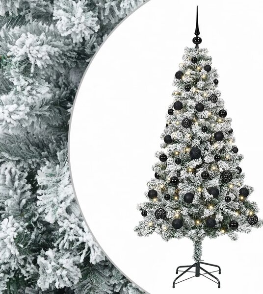 Umjetno božićno drvce s kuglicama 120 cm 150 LED lampica - 120 cm s LED-ima i crnim lopticama