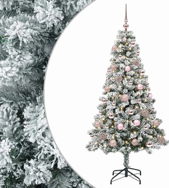 Umjetno božićno drvce s kuglicama 120 cm 150 LED lampica - 120 cm s LED-ima i ružičastim lopticama