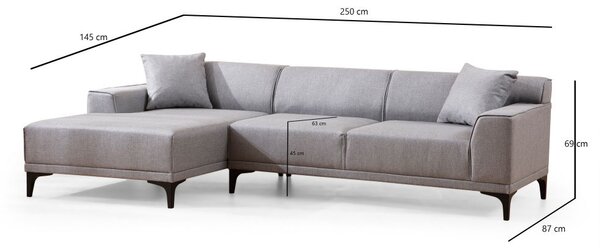 Atelier Del Sofa Kutna garnitura, Svijetlo siva, Petra L Corner - Light Grey