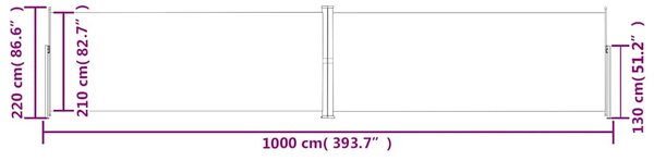 Uvlačiva bočna tenda plava 220 x 1000 cm - Plava / 220 x 1000 cm