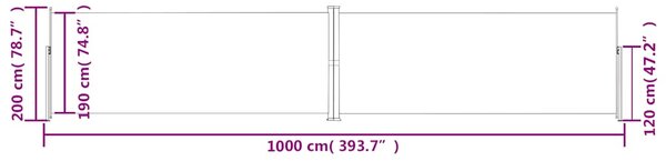 Uvlačiva bočna tenda plava 200 x 1000 cm - Plava / 200 x 1000 cm
