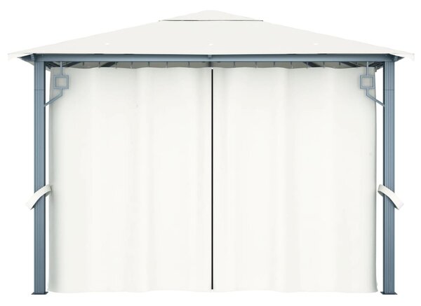 Sjenica sa zastorima i LED svjetlima 300 x 300 cm krem aluminij - Krema / 300 x 300 cm