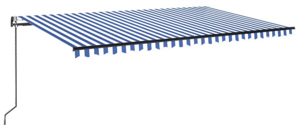 Automatska tenda sa senzorom LED 500 x 300 cm plavo-bijela - Plava / 500 x 300 cm