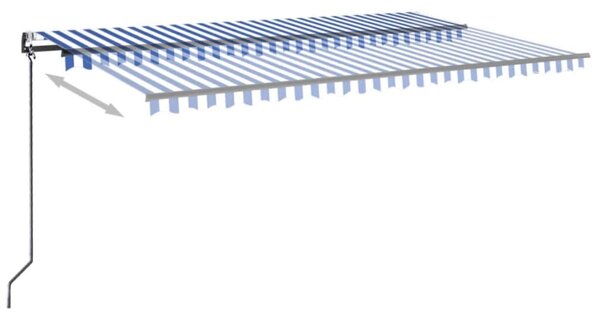 Automatska tenda sa senzorom LED 500 x 300 cm plavo-bijela - Plava / 500 x 300 cm