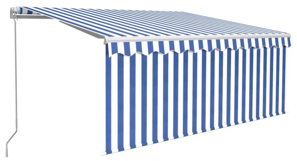 Tenda na ručno uvlačenje s roletom LED 3 x 2,5 m plavo-bijela - Plava / 3 x 2.5 m