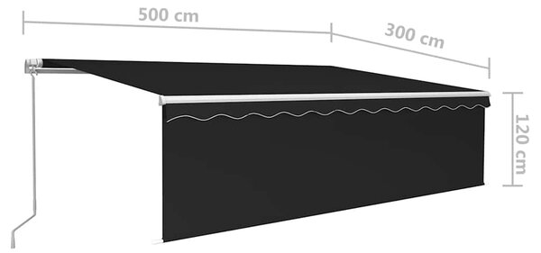 Tenda na ručno uvlačenje s roletom LED 5 x 3 m antracit - Antracitno siva / 5 x 3 m
