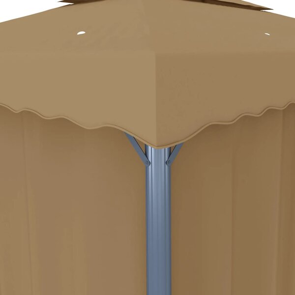 Sjenica sa zastorom 3 x 3 m smeđe-siva aluminijska - Tupe / 3 x 3 m