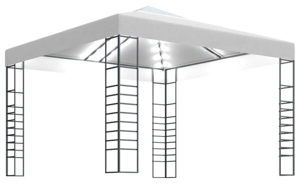 Vrtni šator s LED svjetlosnim trakama 3 x 3 m bijeli - Bijela / N/A
