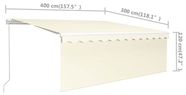 Tenda na ručno uvlačenje s roletom 4 x 3 m krem - Krema / 4 x 3 m
