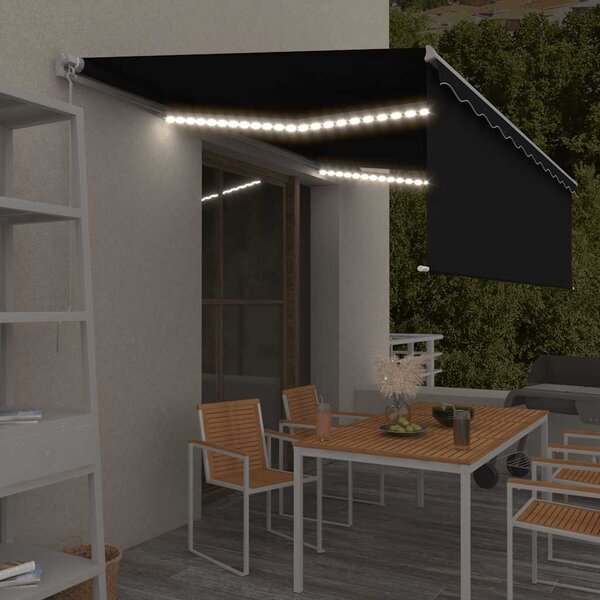 Tenda na ručno uvlačenje s roletom LED 5 x 3 m antracit - Antracitno siva / 5 x 3 m