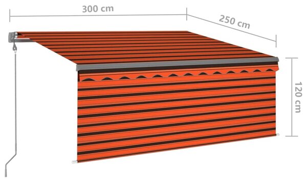 Automatska tenda na uvlačenje s roletom 3x2,5m narančasto-smeđa - Šarena / 3 x 2.5 m